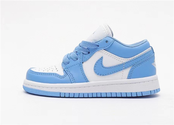 Youth Running Weapon Air Jordan 1 Blue/White Low Top Shoes 088